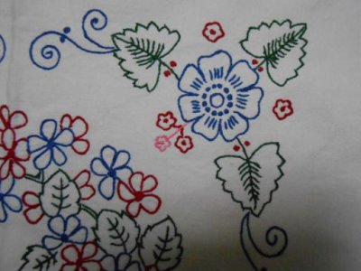 画像2: 刺繍入りリネンクロス・ハンガリー・花・イニシャル