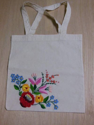 画像1: ハンガリーカロチャ刺繍・手提げ袋・民芸品(2）
