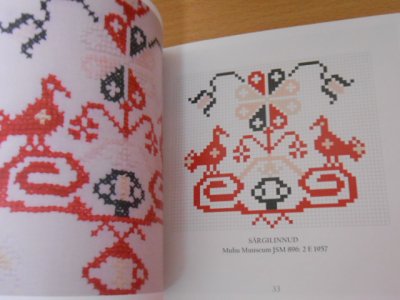 画像3: 東欧 エストニアの鳥図案・刺繍・編物/ミトン・クロスステッチ